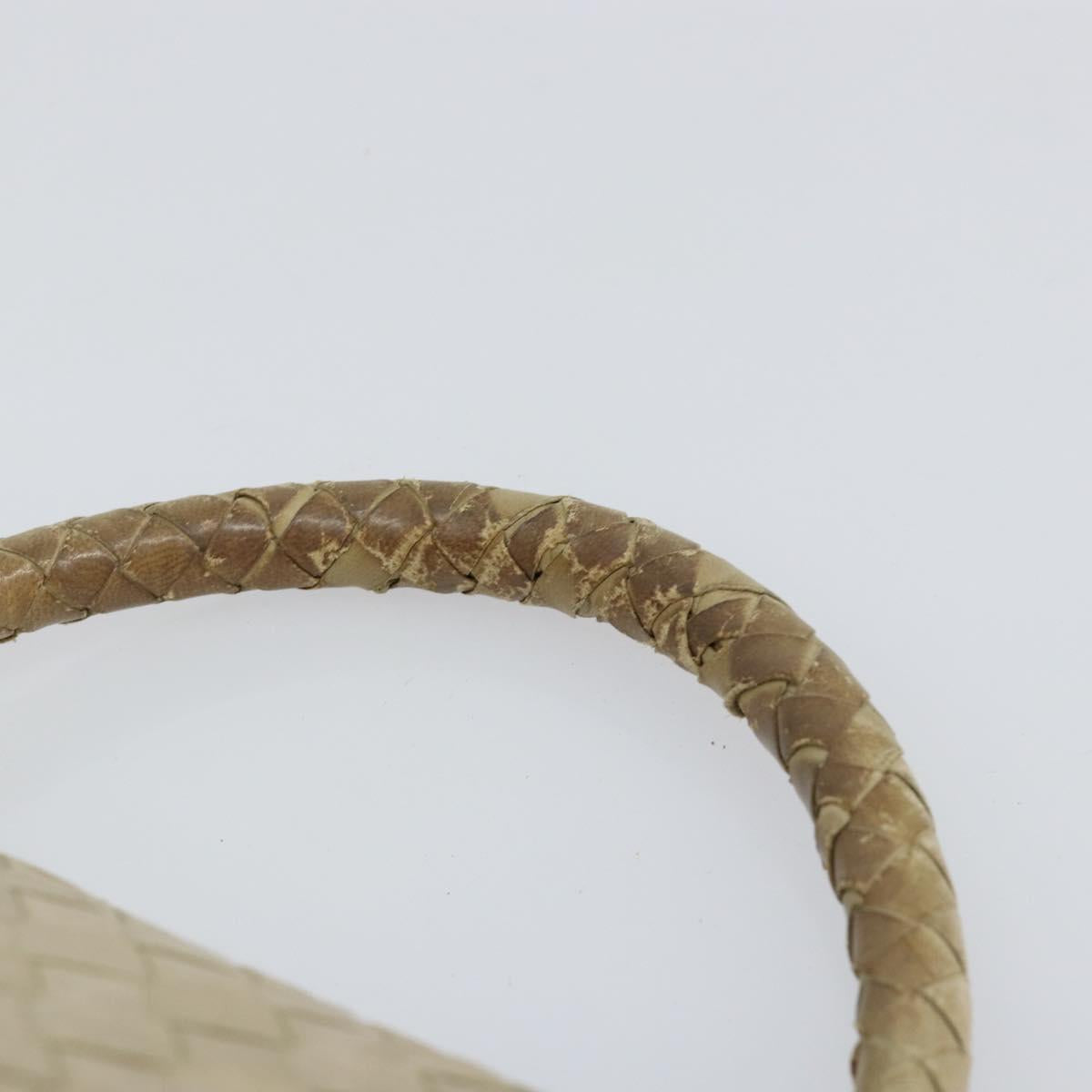 BOTTEGA VENETA INTRECCIATO Hand Bag Leather Beige Gold Auth 155309