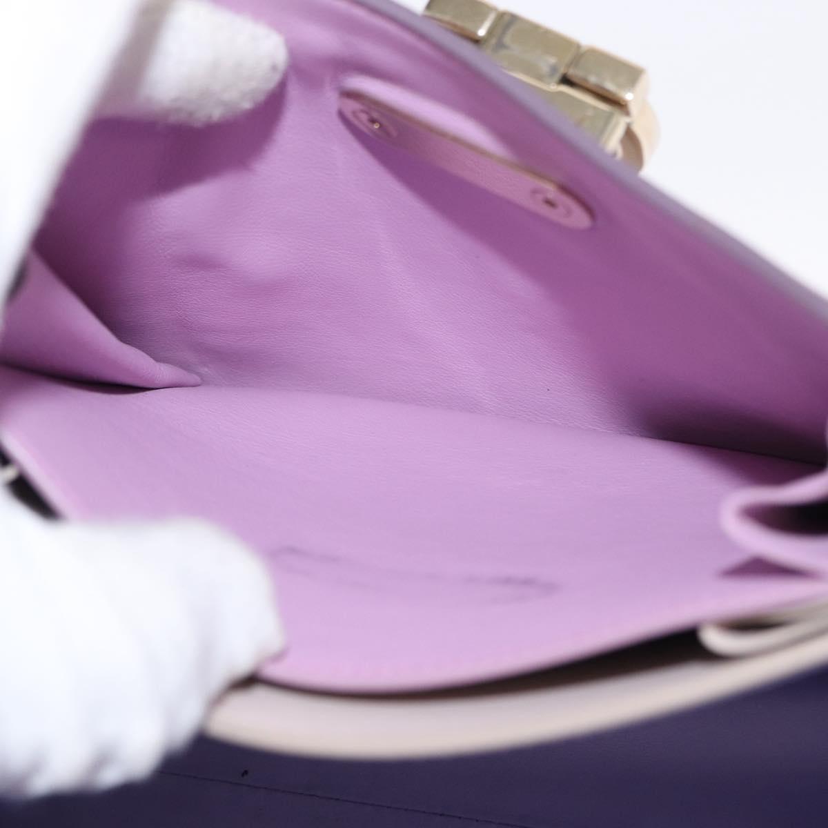 Salvatore Ferragamo Gancini Hand Bag Leather 2way Purple Gold Auth 155310
