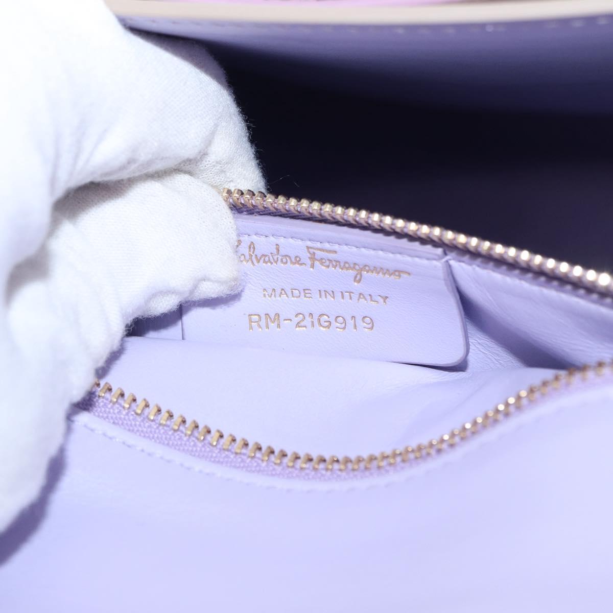 Salvatore Ferragamo Gancini Hand Bag Leather 2way Purple Gold Auth 155310