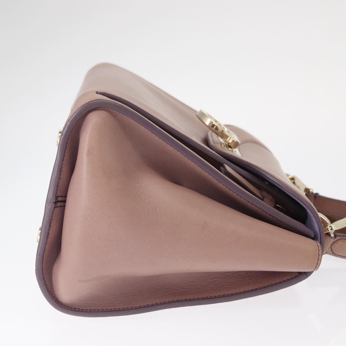 Salvatore Ferragamo Gancini Hand Bag Leather 2way Purple Gold Auth 155310
