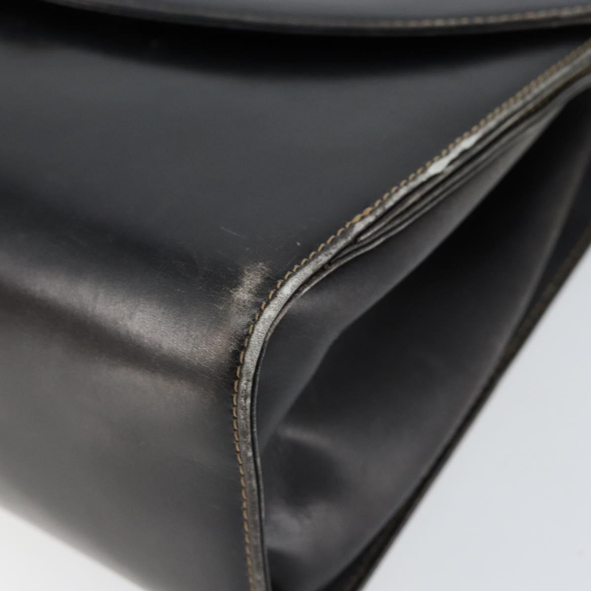 Salvatore Ferragamo Gancini Hand Bag Leather Black Gold Auth 155311