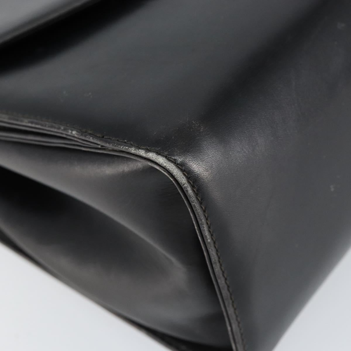 Salvatore Ferragamo Gancini Hand Bag Leather Black Gold Auth 155311