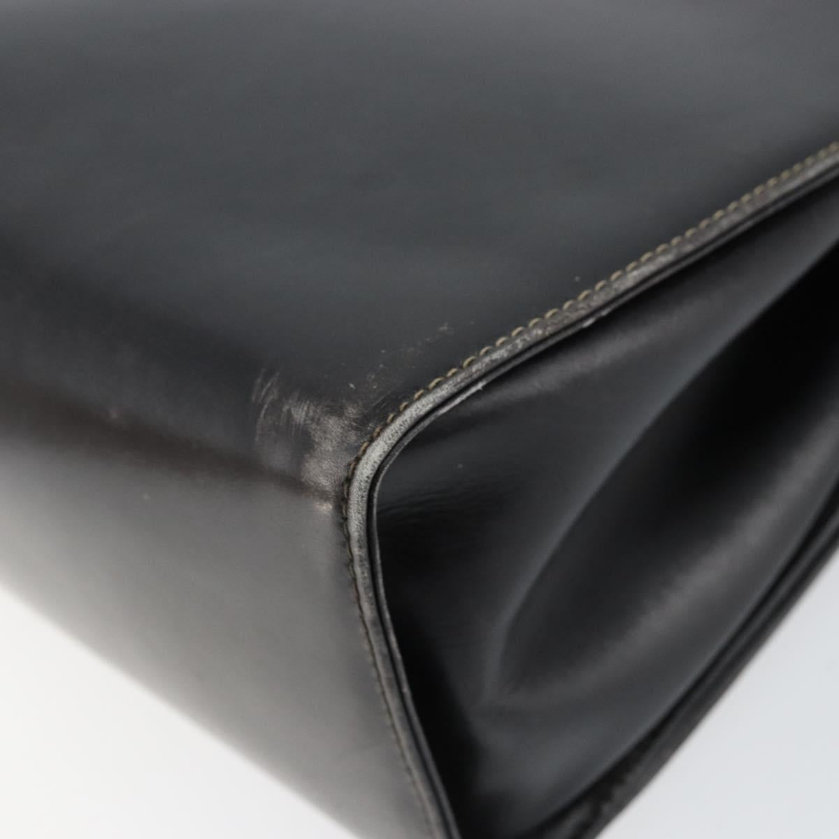 Salvatore Ferragamo Gancini Hand Bag Leather Black Gold Auth 155311