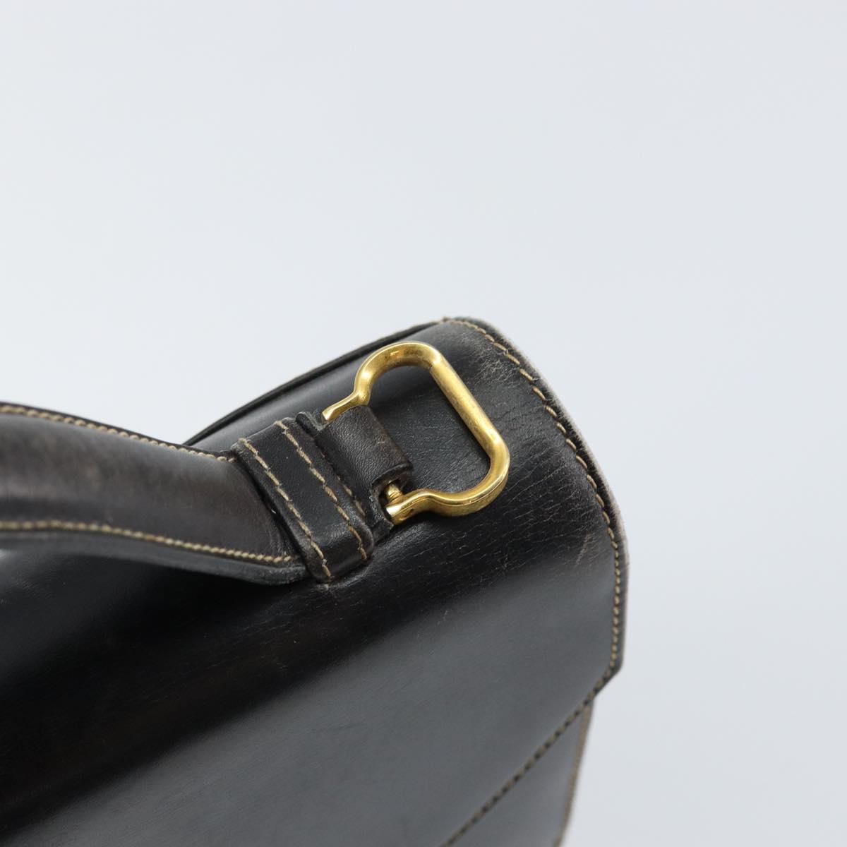 Salvatore Ferragamo Gancini Hand Bag Leather Black Gold Auth 155311