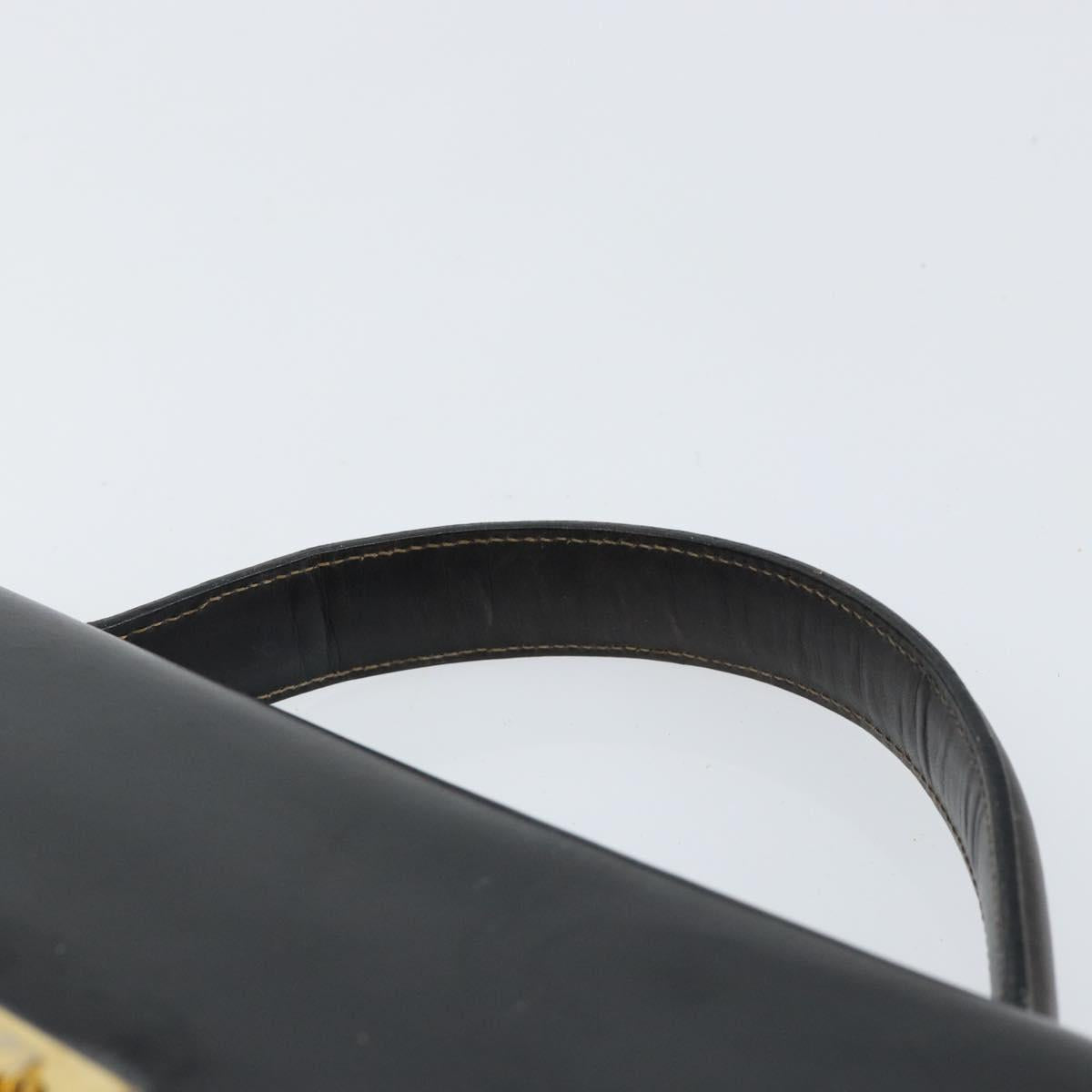 Salvatore Ferragamo Gancini Hand Bag Leather Black Gold Auth 155311