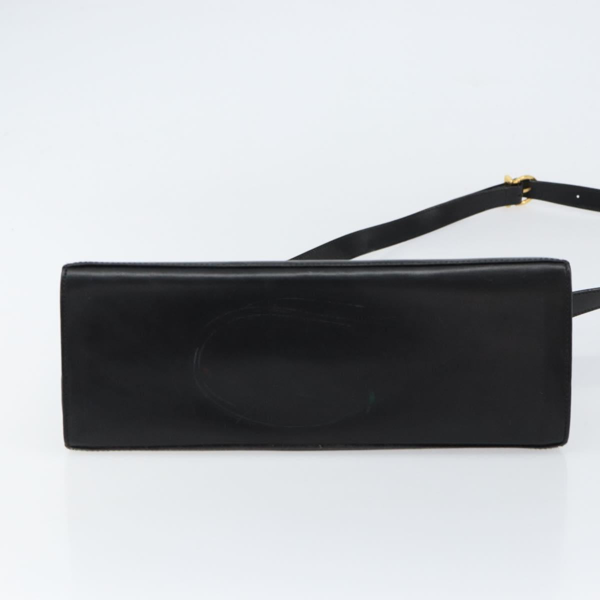 Salvatore Ferragamo Gancini Hand Bag Leather 2way Black Gold Auth 155312