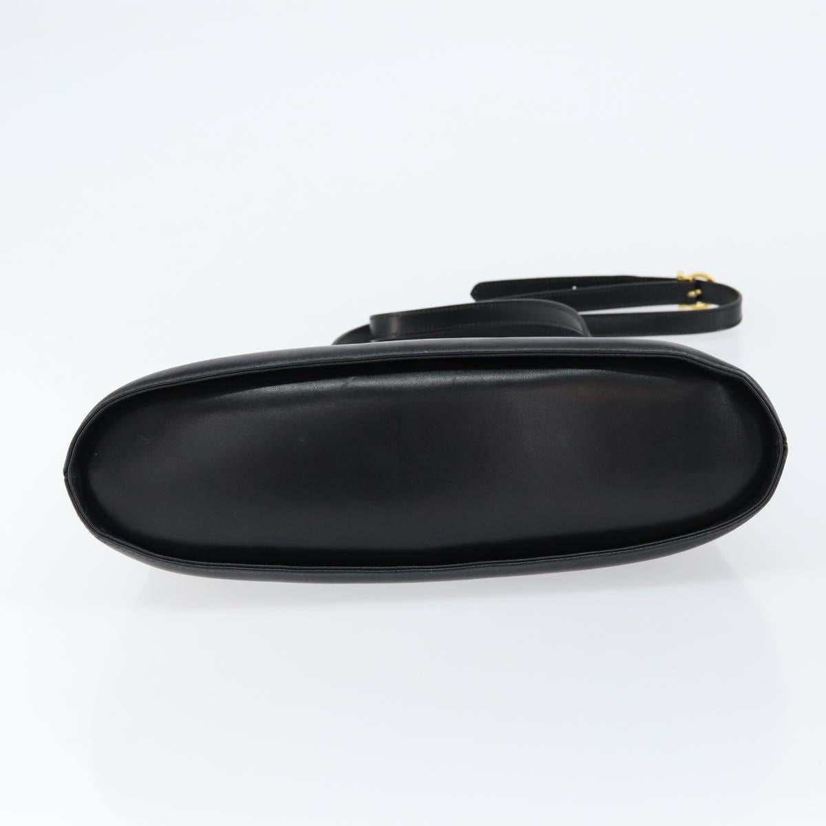 Salvatore Ferragamo Gancini Hand Bag Leather 2way Black Gold Auth 155316
