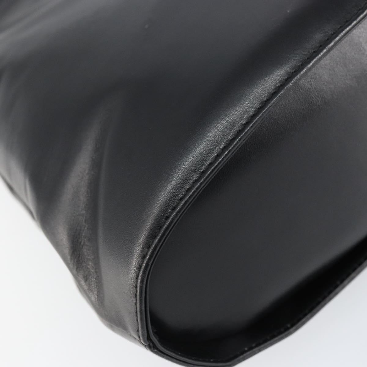 Salvatore Ferragamo Gancini Hand Bag Leather 2way Black Gold Auth 155316