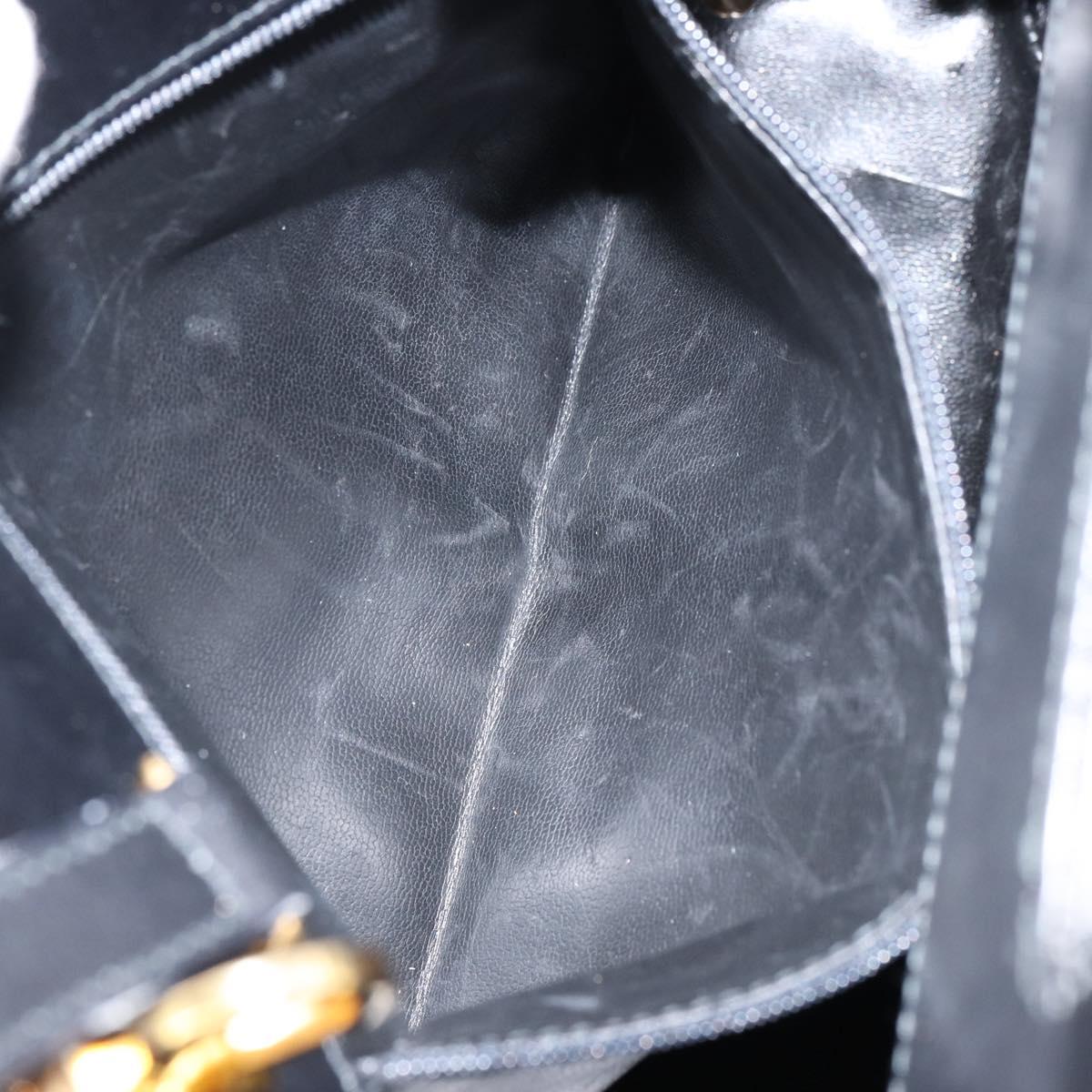 Salvatore Ferragamo Gancini Hand Bag Leather 2way Black Gold Auth 155316