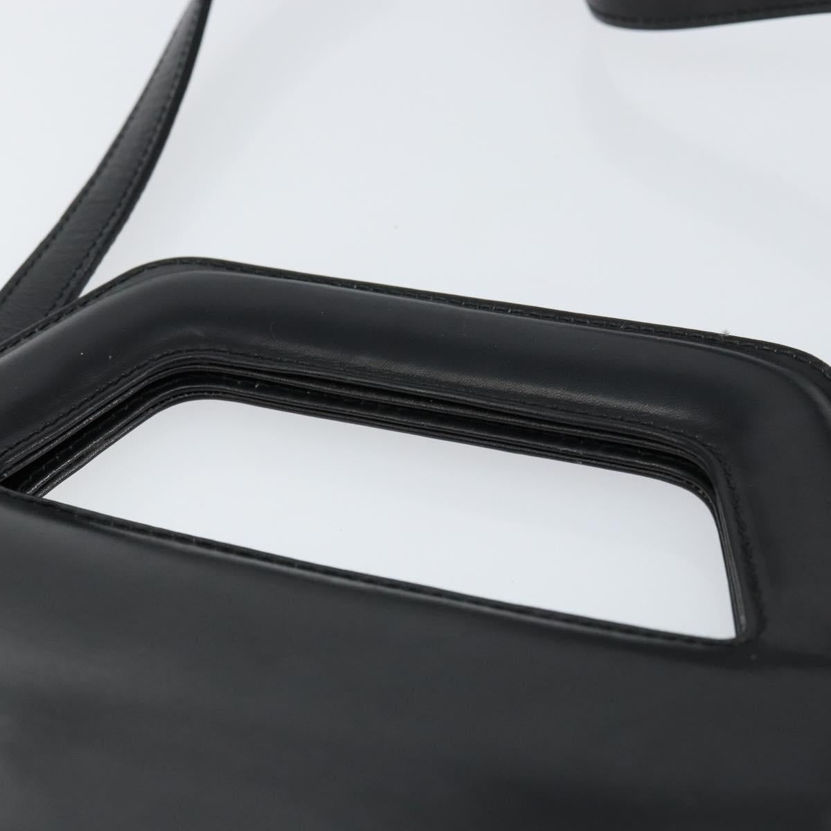 Salvatore Ferragamo Gancini Hand Bag Leather 2way Black Gold Auth 155316