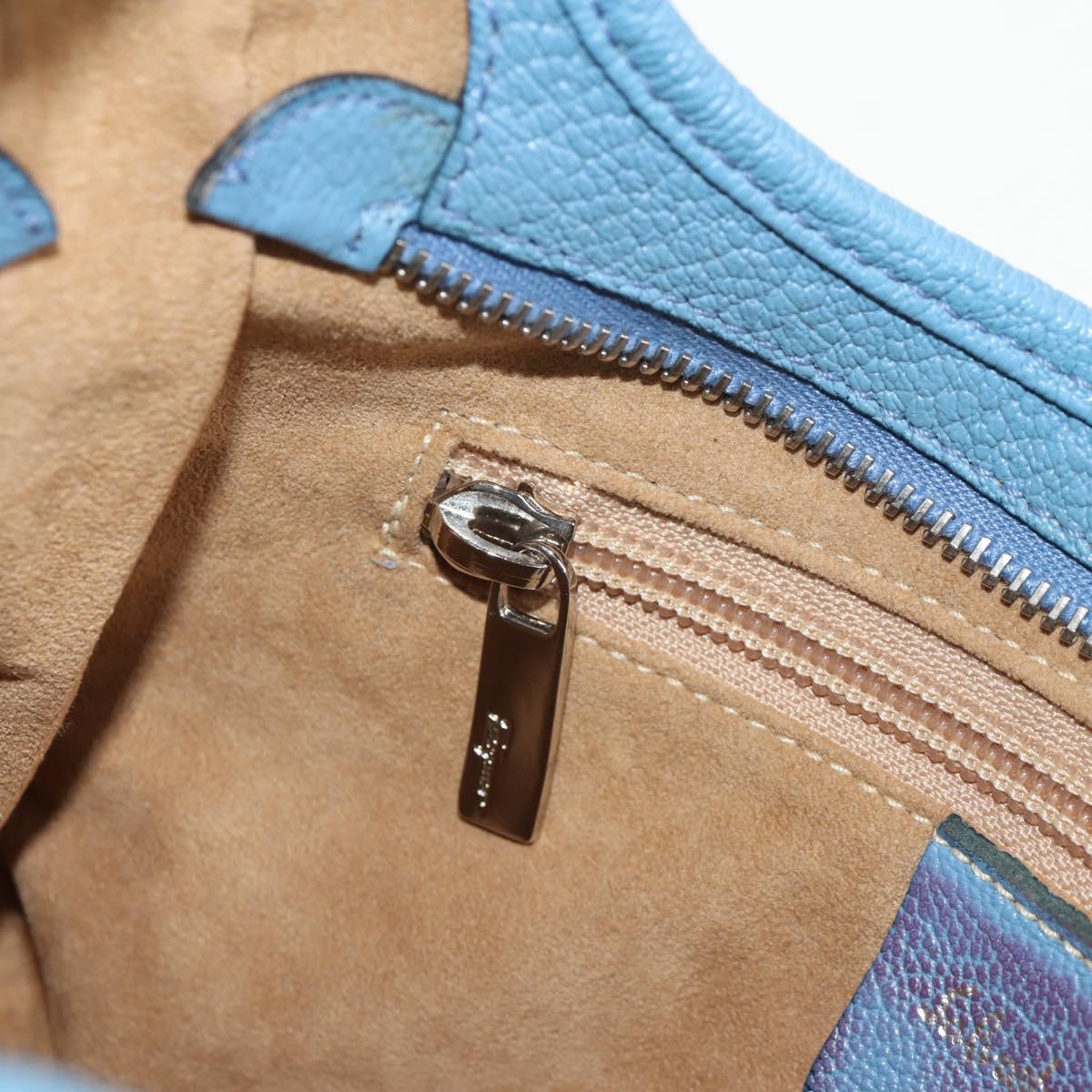 Salvatore Ferragamo Shoulder Bag Leather Blue Silver Auth 155317V