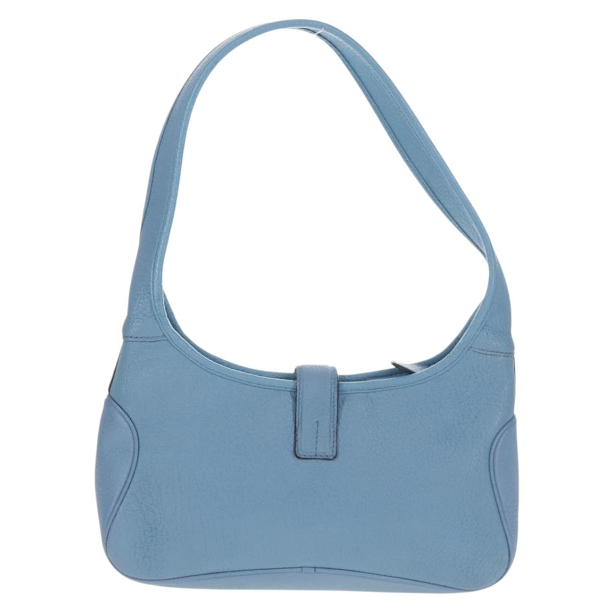 Salvatore Ferragamo Shoulder Bag Leather Blue Silver Auth 155317V