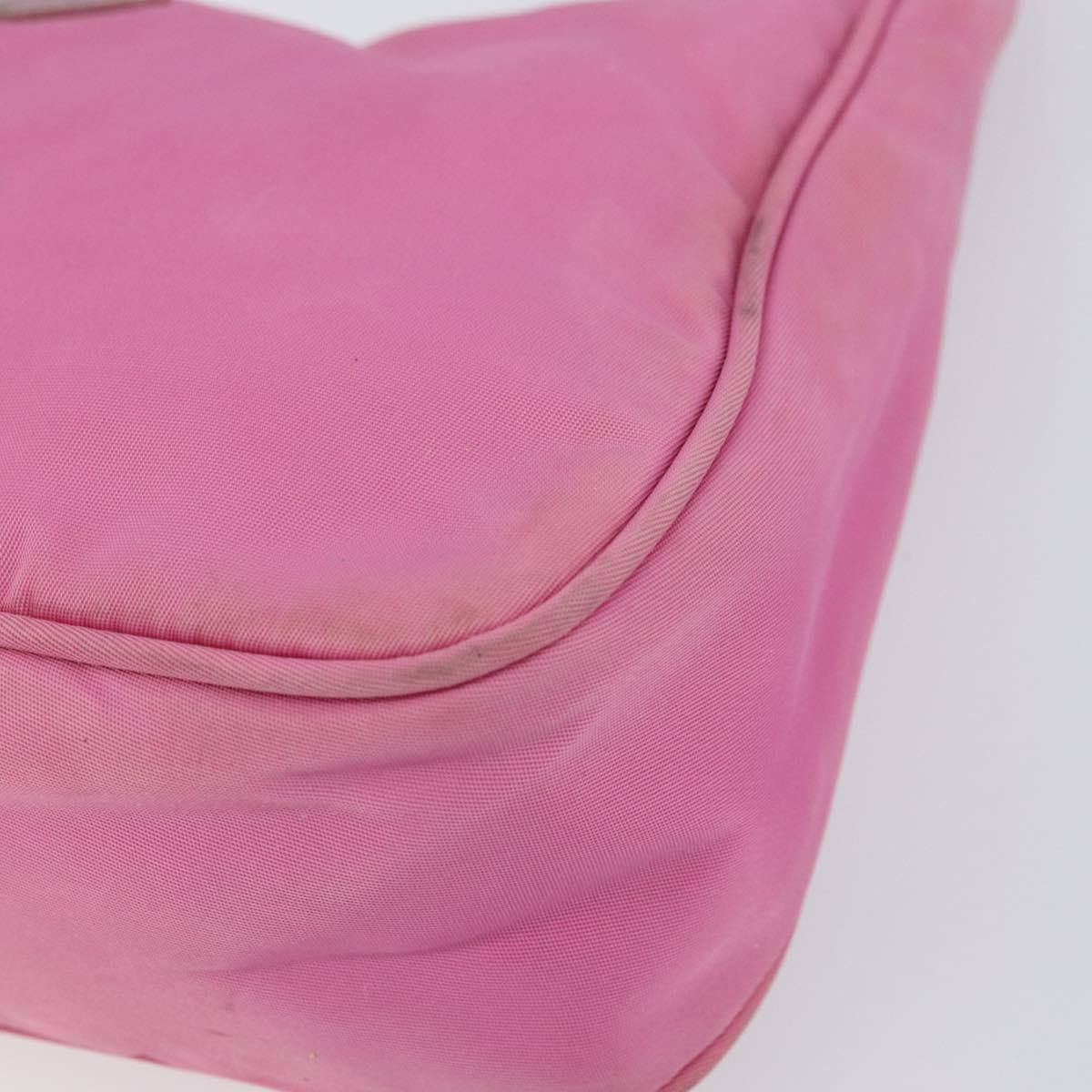 PRADA Hand Bag Nylon Pink Silver Auth 155318