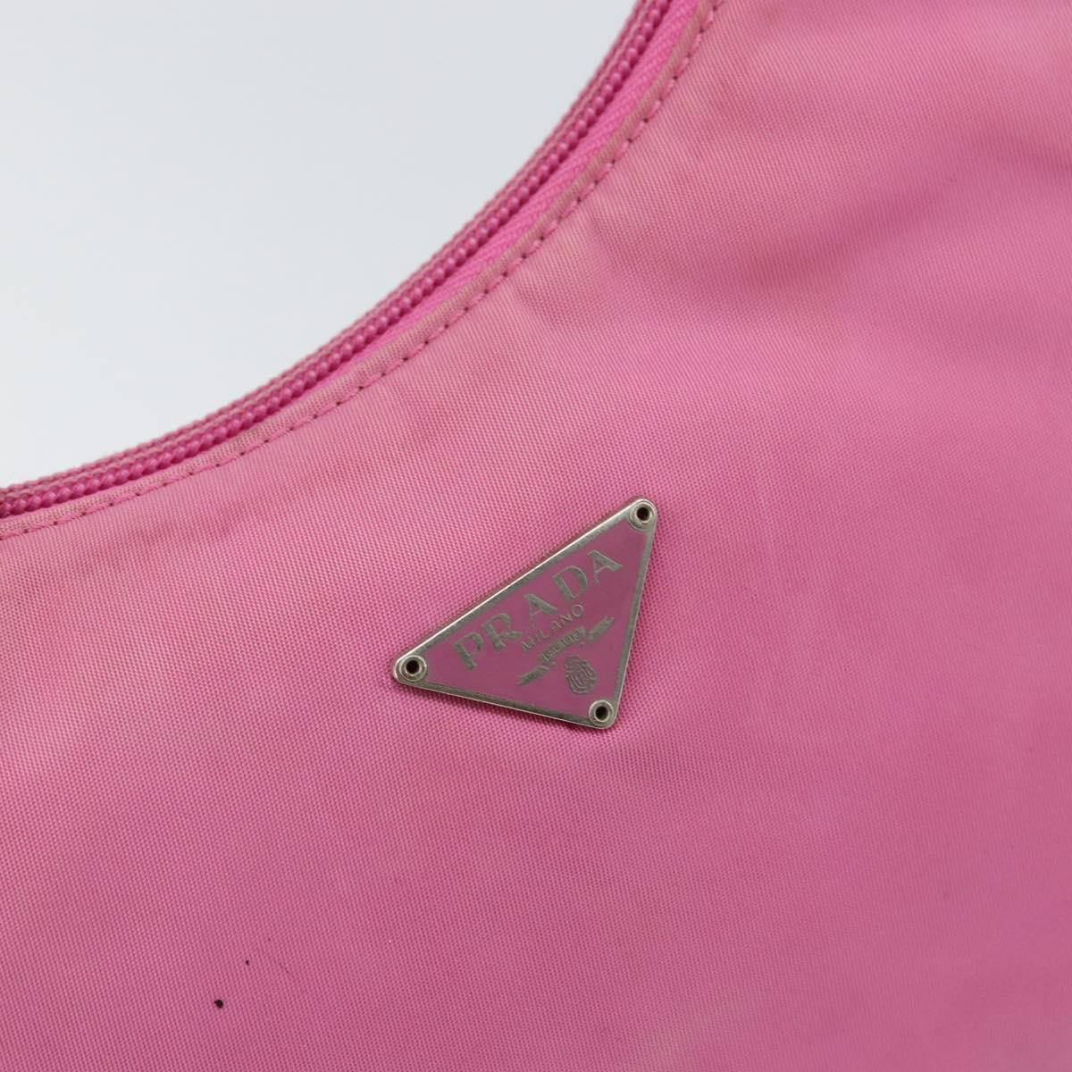 PRADA Hand Bag Nylon Pink Silver Auth 155318