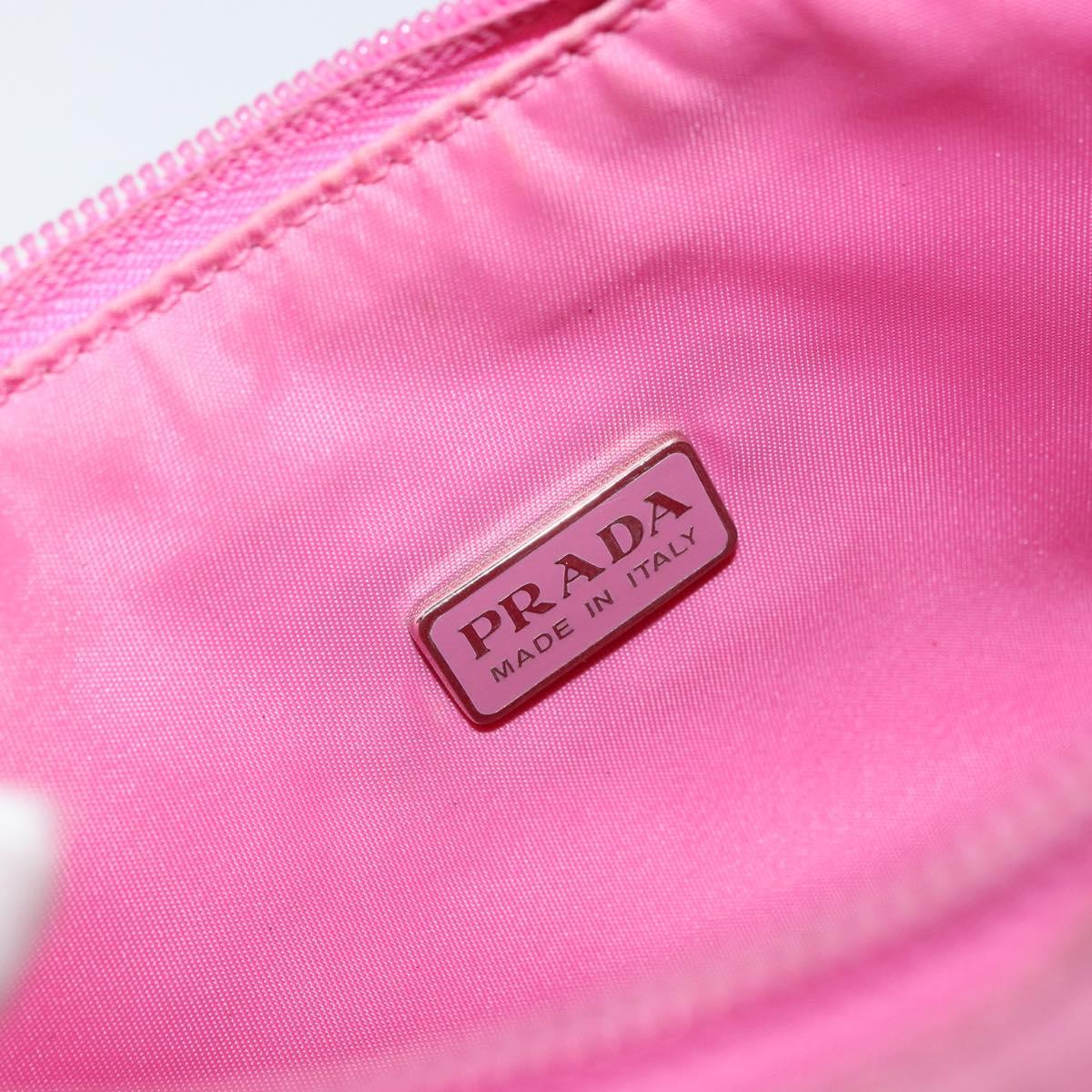 PRADA Hand Bag Nylon Pink Silver Auth 155318