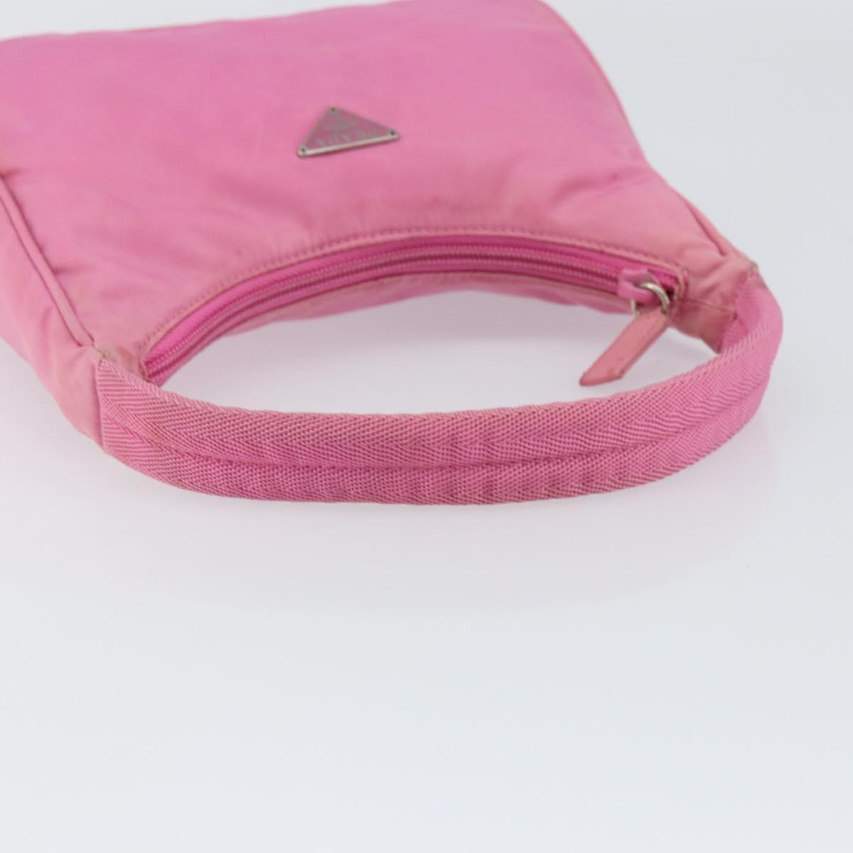 PRADA Hand Bag Nylon Pink Silver Auth 155318