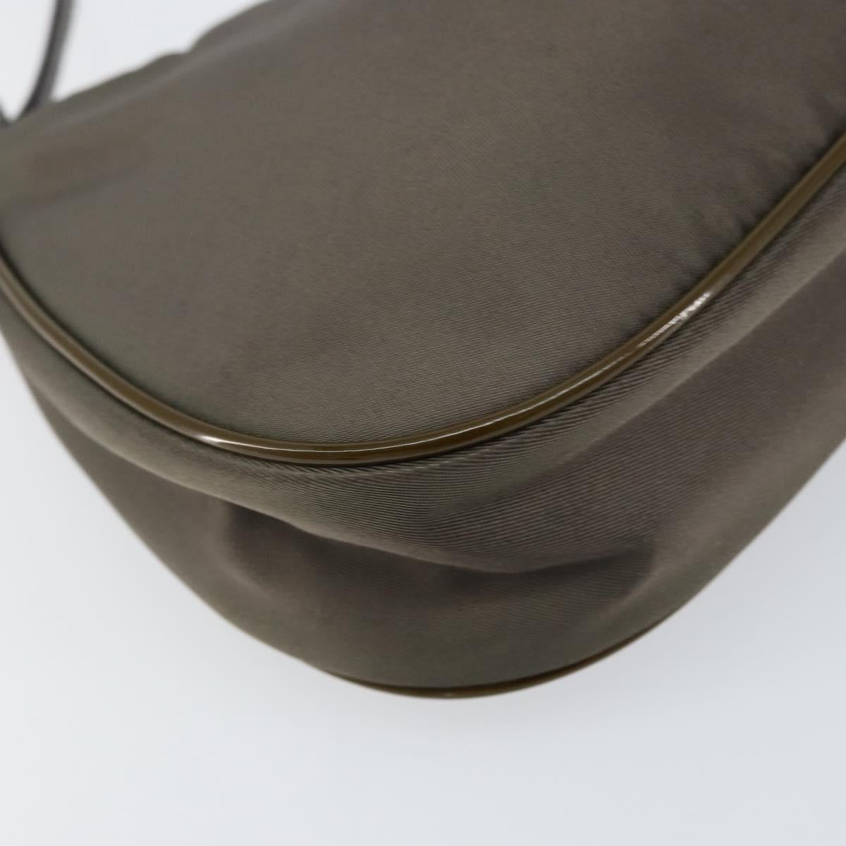 PRADA Shoulder Bag Nylon Khaki Silver Auth 155319