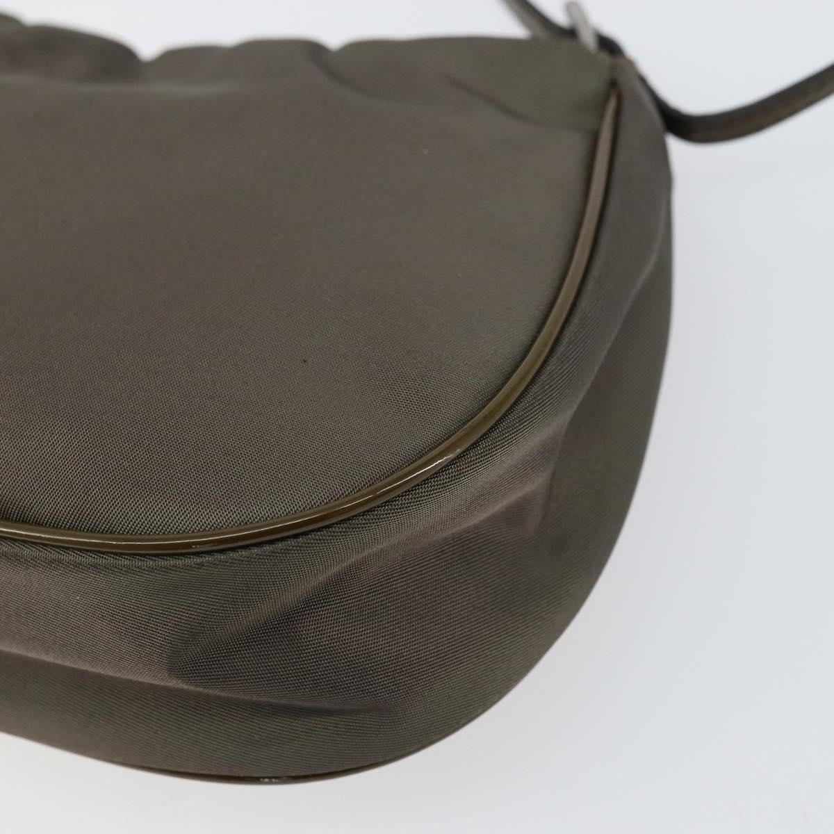 PRADA Shoulder Bag Nylon Khaki Silver Auth 155319