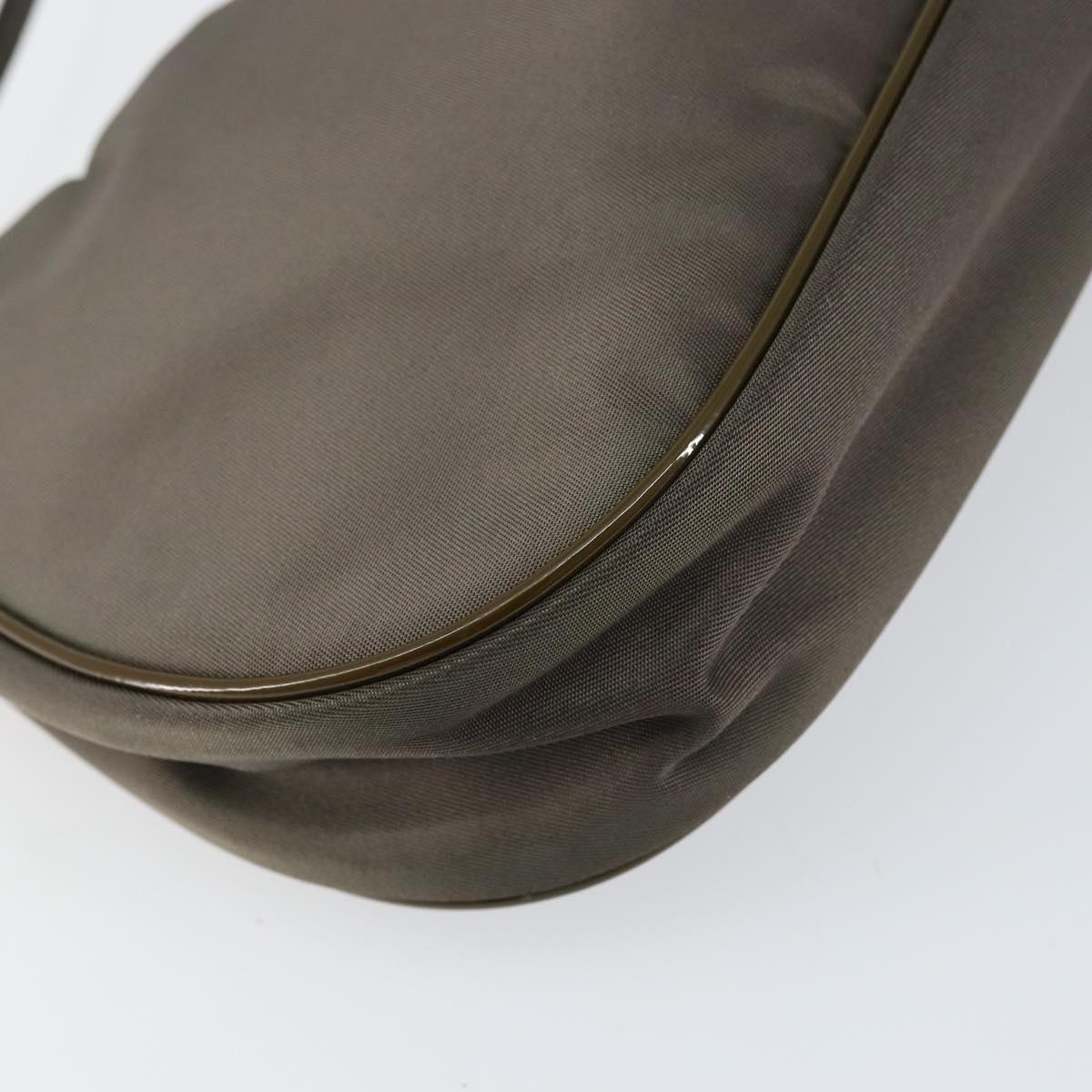 PRADA Shoulder Bag Nylon Khaki Silver Auth 155319