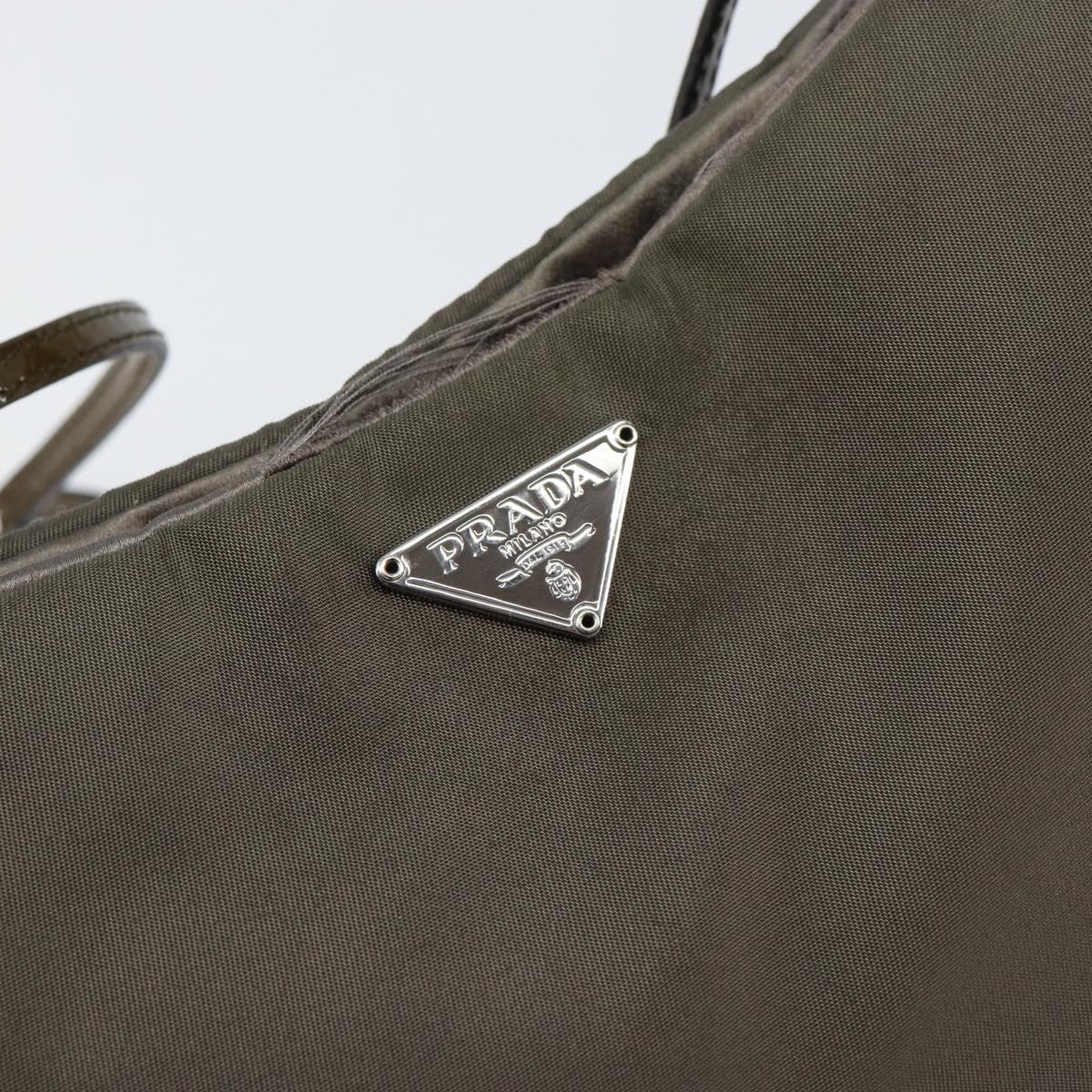 PRADA Shoulder Bag Nylon Khaki Silver Auth 155319