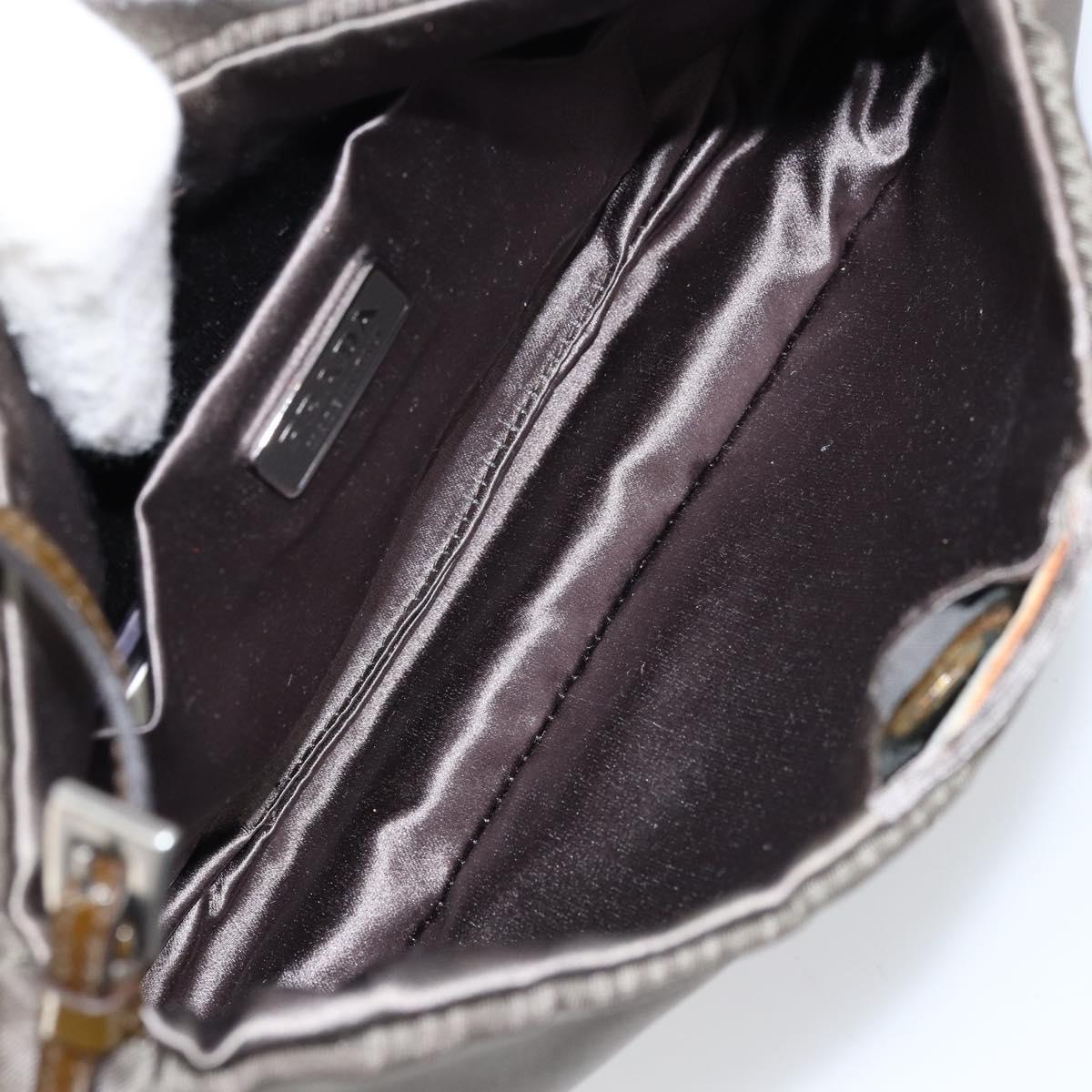 PRADA Shoulder Bag Nylon Khaki Silver Auth 155319