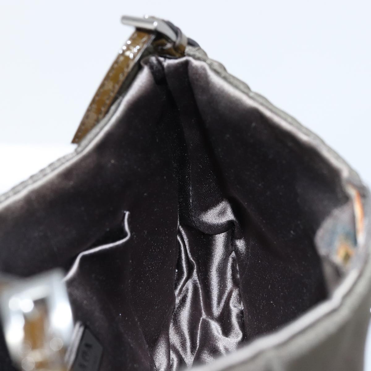 PRADA Shoulder Bag Nylon Khaki Silver Auth 155319