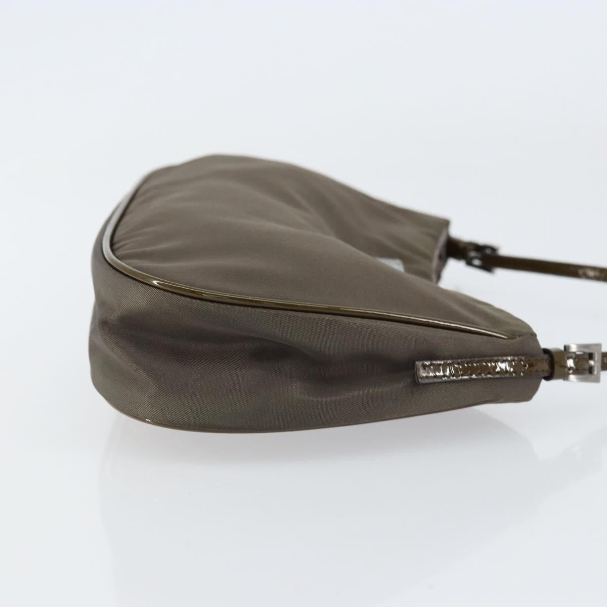 PRADA Shoulder Bag Nylon Khaki Silver Auth 155319