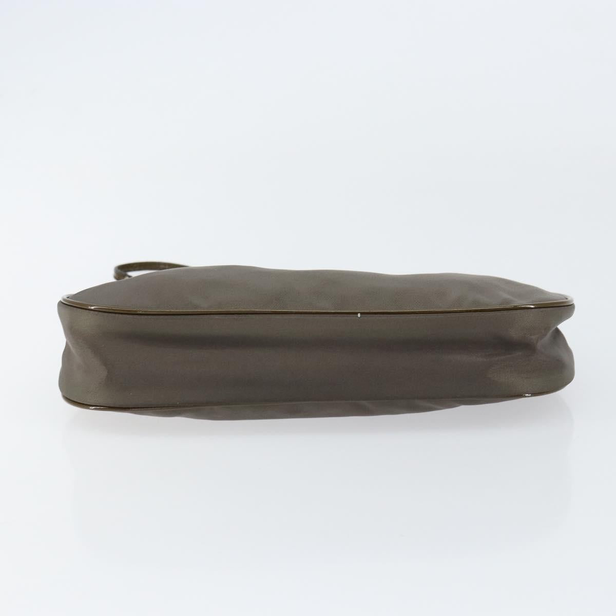 PRADA Shoulder Bag Nylon Khaki Silver Auth 155319