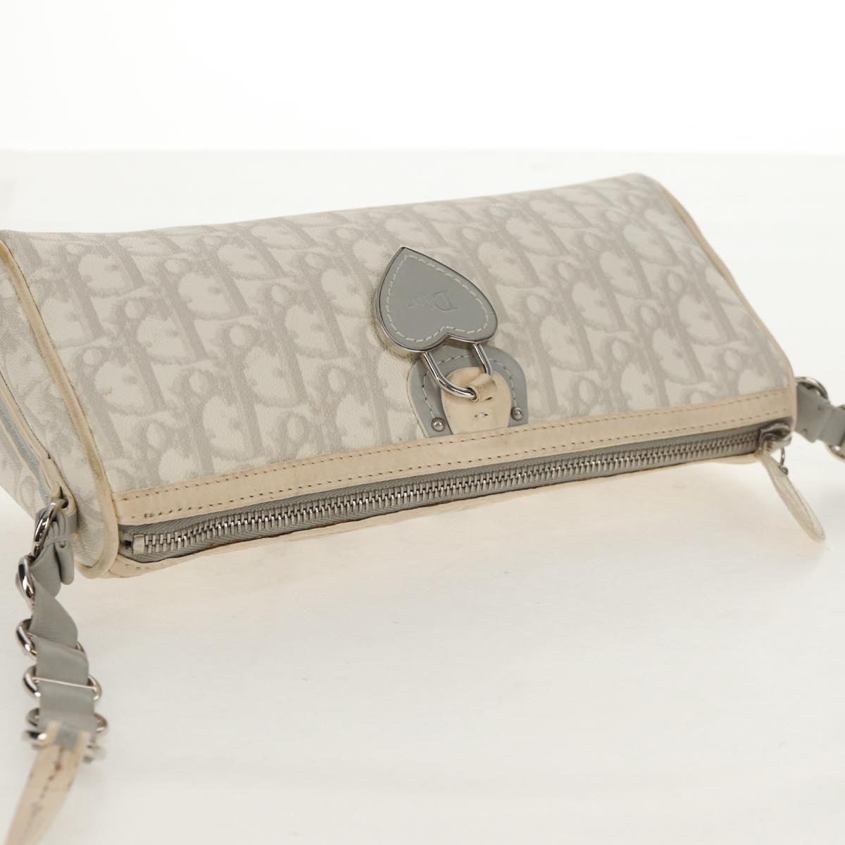 Christian Dior Trotter Romantic Shoulder Bag PVC White Silver Auth 155320V