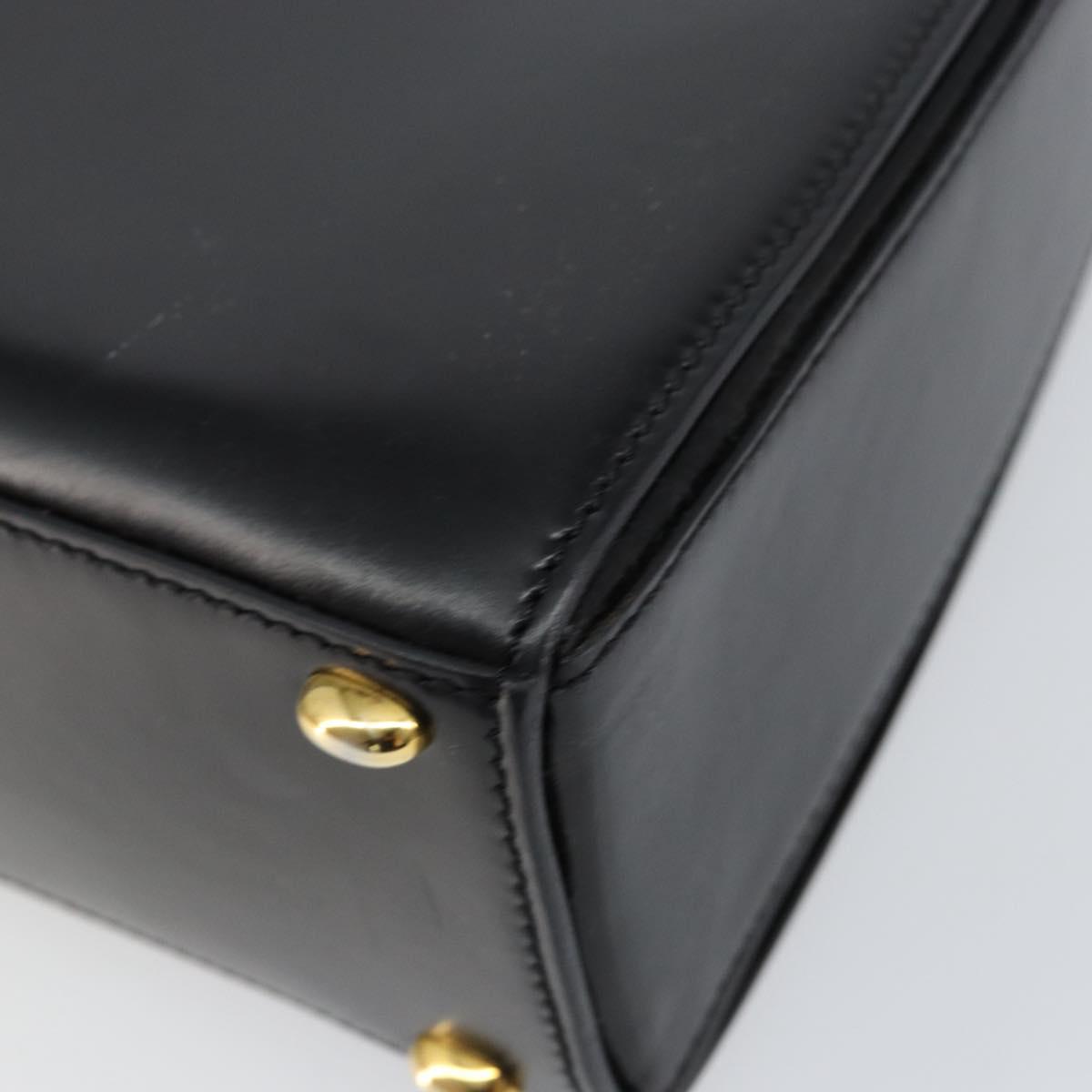 CELINE Hand Bag Leather Black Gold Auth 155321