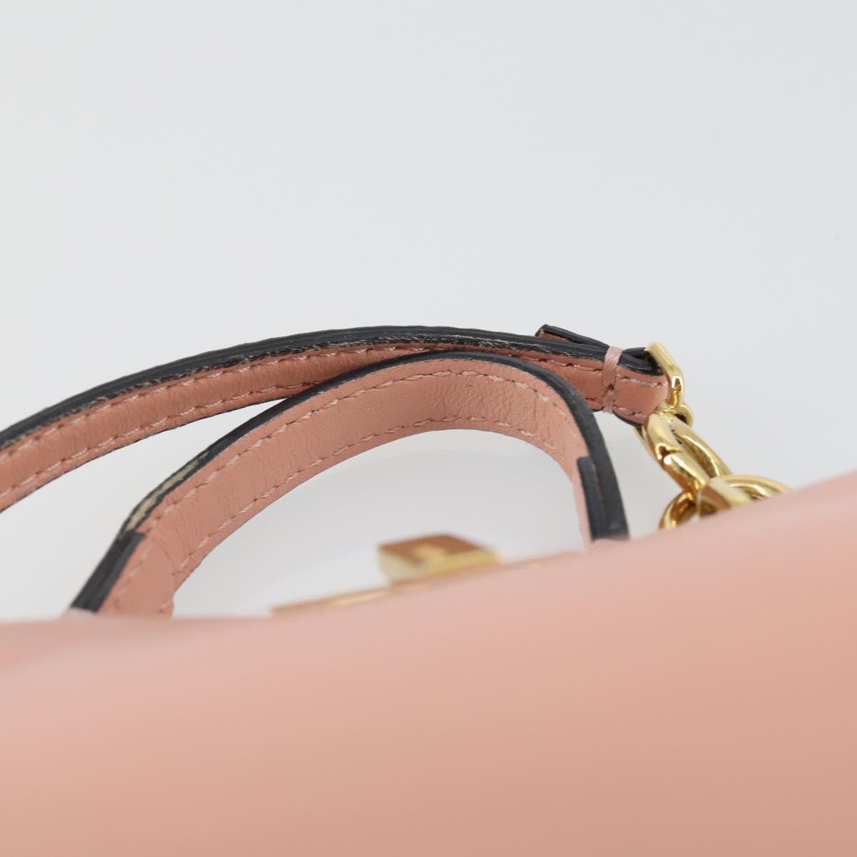 FENDI Micro Peek A Boo Hand Bag Leather 2way Pink Gold Auth 155322