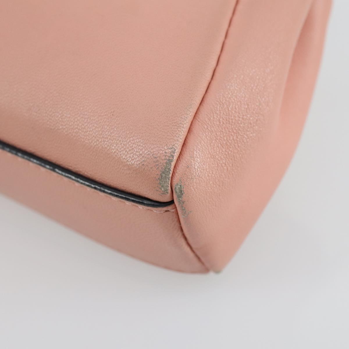 FENDI Micro Peek A Boo Hand Bag Leather 2way Pink Gold Auth 155322