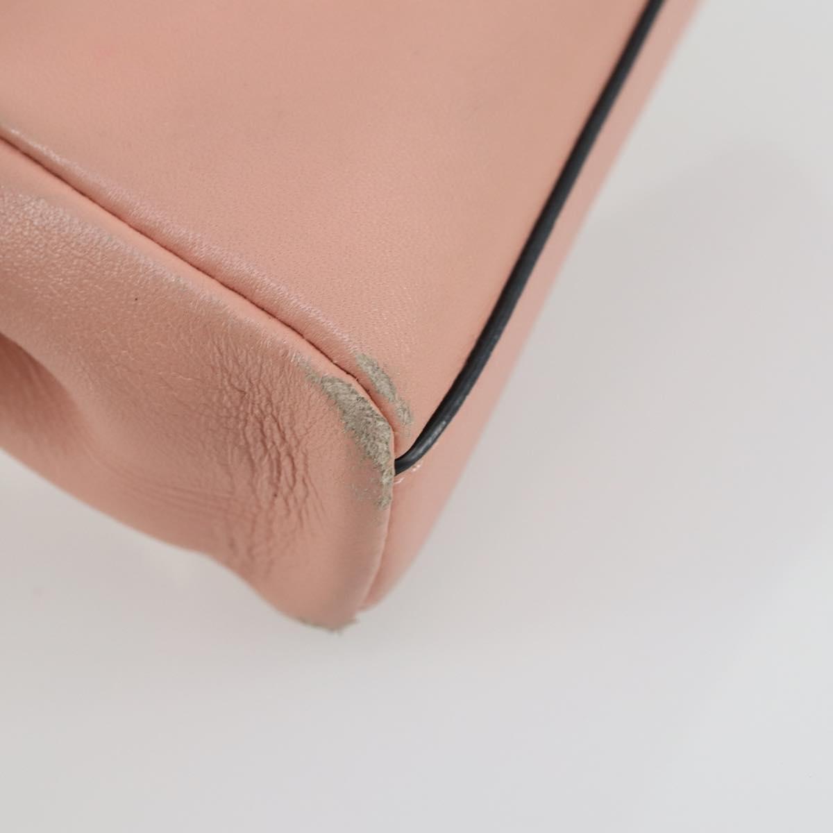 FENDI Micro Peek A Boo Hand Bag Leather 2way Pink Gold Auth 155322