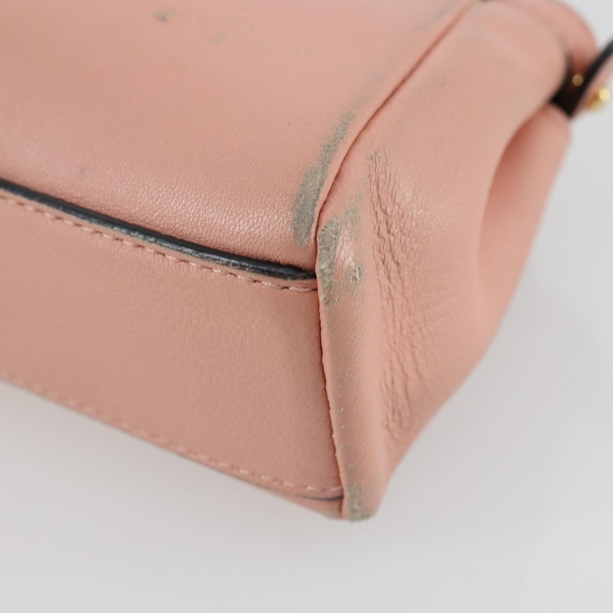 FENDI Micro Peek A Boo Hand Bag Leather 2way Pink Gold Auth 155322