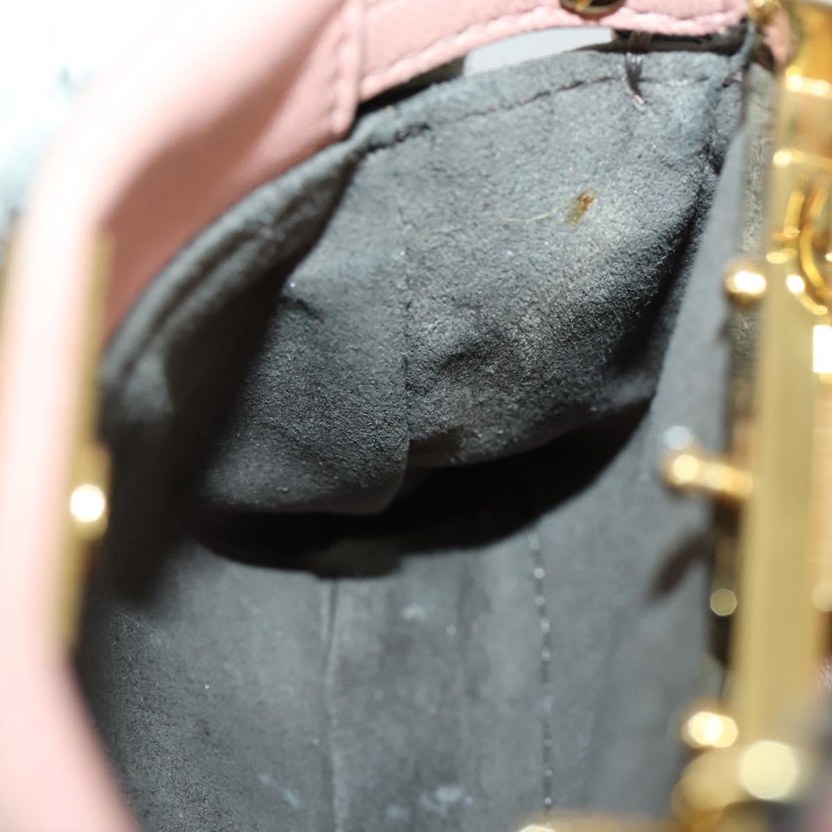 FENDI Micro Peek A Boo Hand Bag Leather 2way Pink Gold Auth 155322