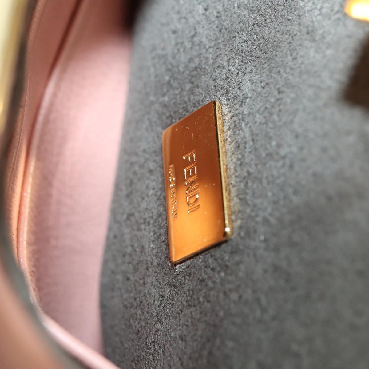 FENDI Micro Peek A Boo Hand Bag Leather 2way Pink Gold Auth 155322
