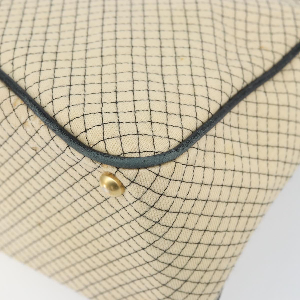 CHANEL Chain Tote Bag Cotton Beige Gold CC Auth 155323