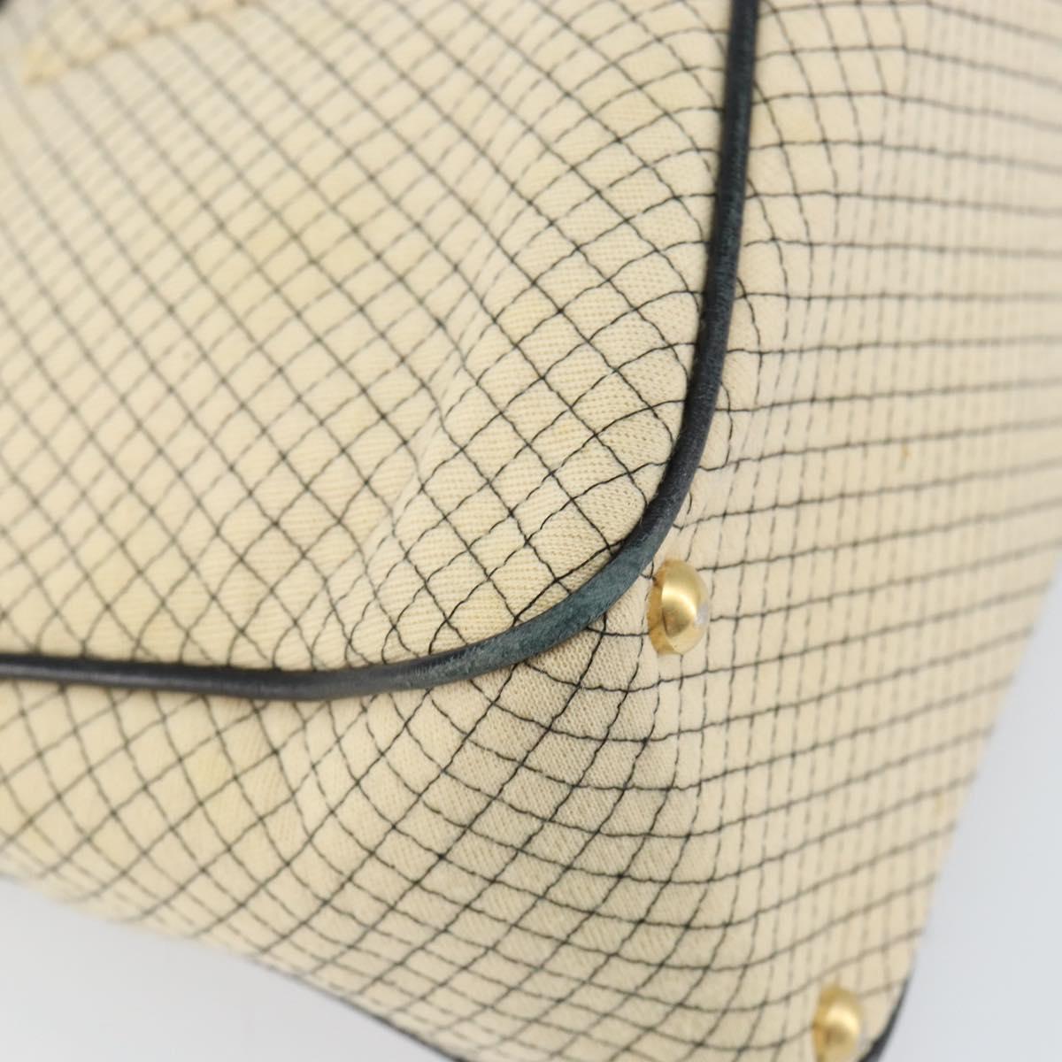 CHANEL Chain Tote Bag Cotton Beige Gold CC Auth 155323