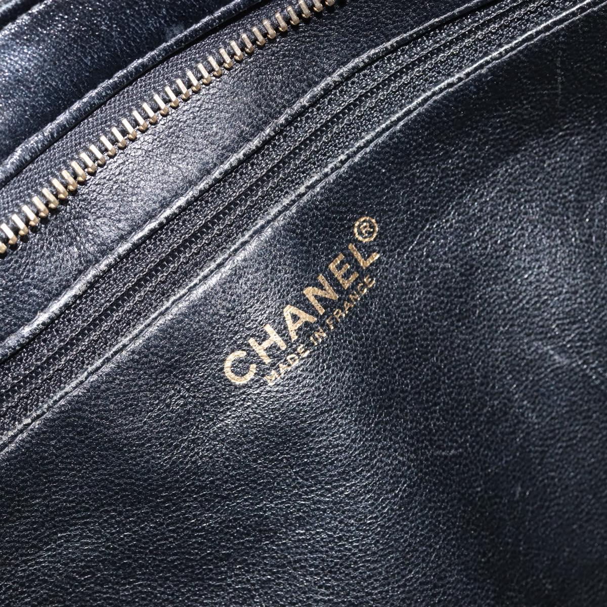 CHANEL Chain Tote Bag Cotton Beige Gold CC Auth 155323