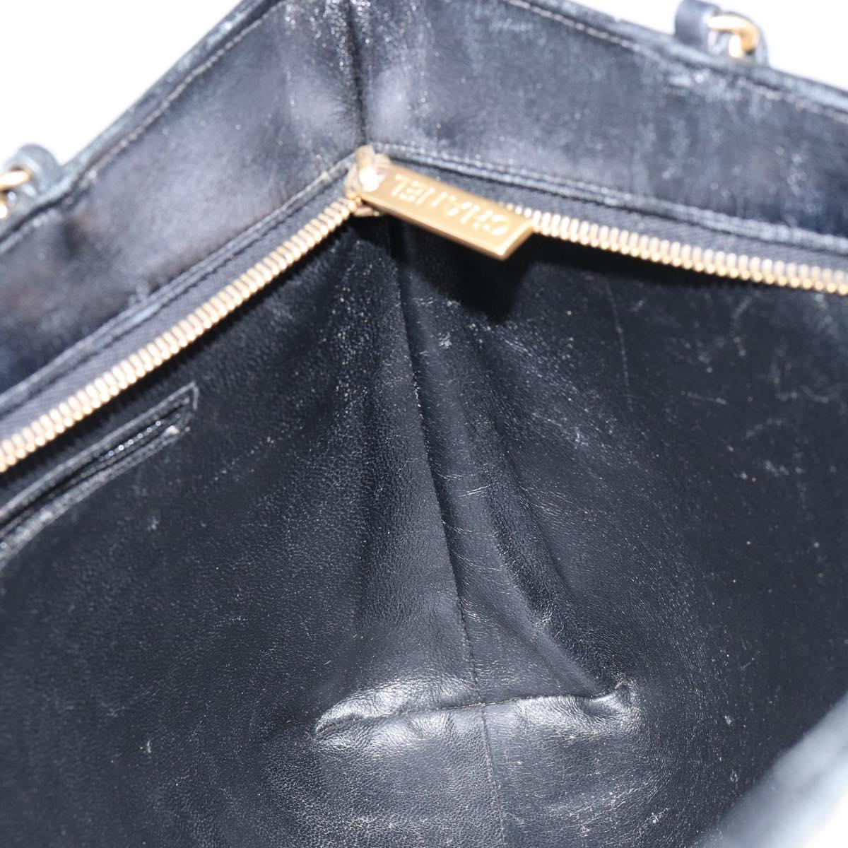 CHANEL Chain Tote Bag Cotton Beige Gold CC Auth 155323