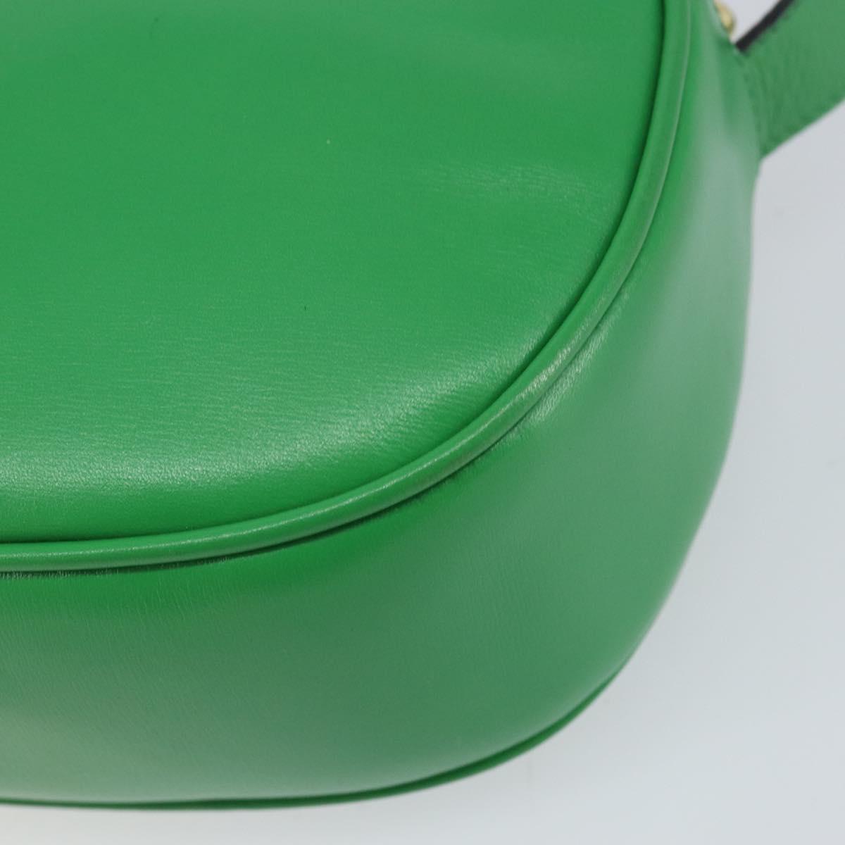 CELINE Shoulder Bag Leather Green Gold Auth 155324