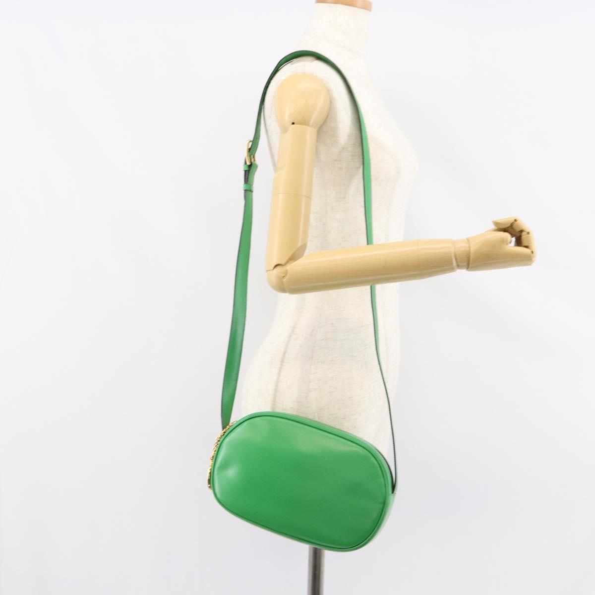 CELINE Shoulder Bag Leather Green Gold Auth 155324