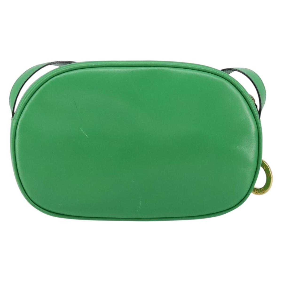 CELINE Shoulder Bag Leather Green Gold Auth 155324