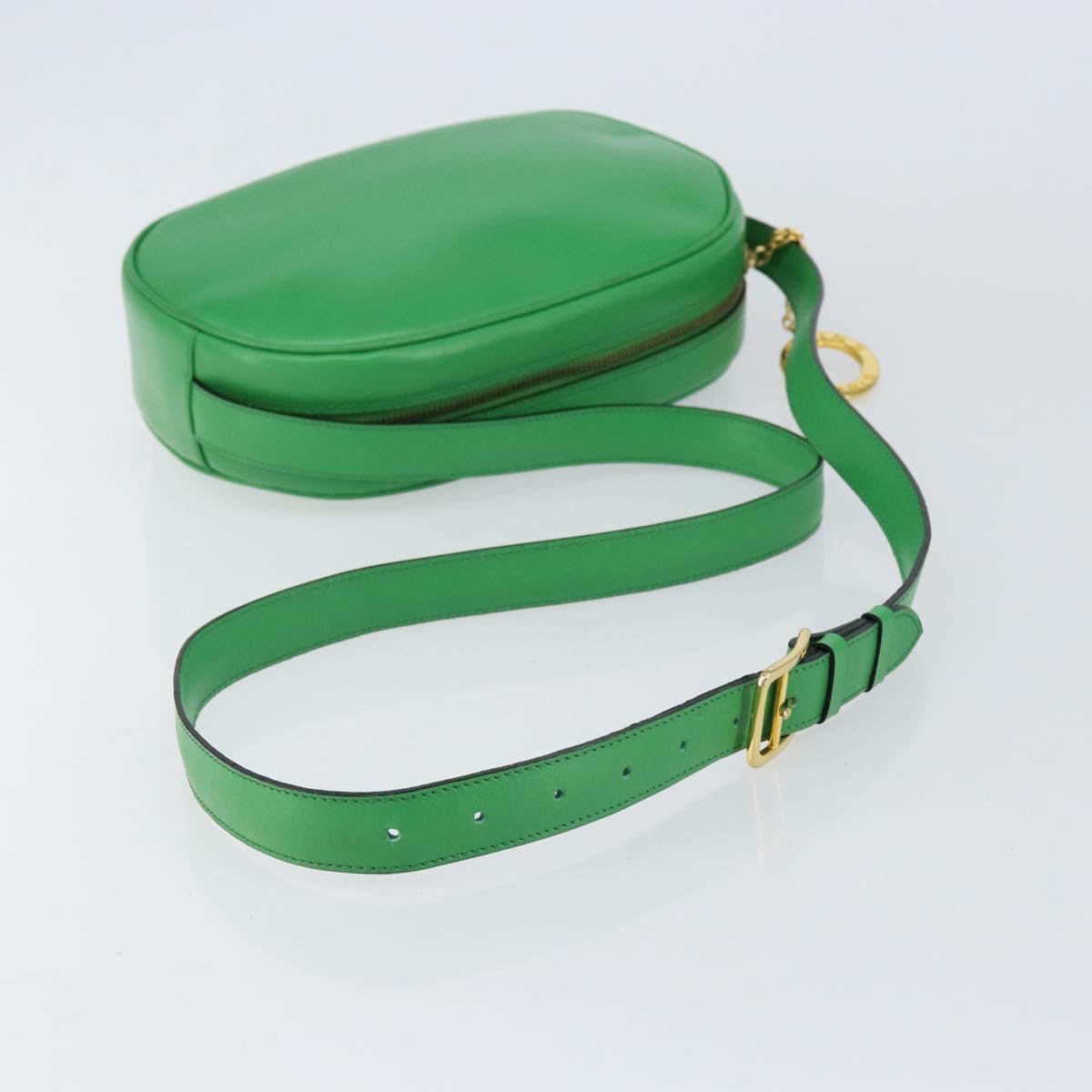 CELINE Shoulder Bag Leather Green Gold Auth 155324