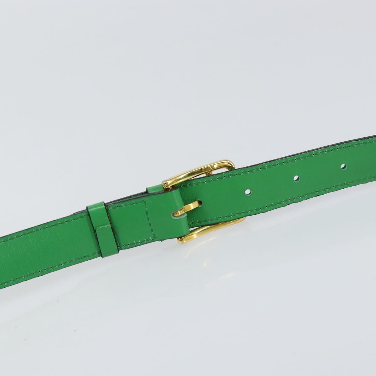 CELINE Shoulder Bag Leather Green Gold Auth 155324
