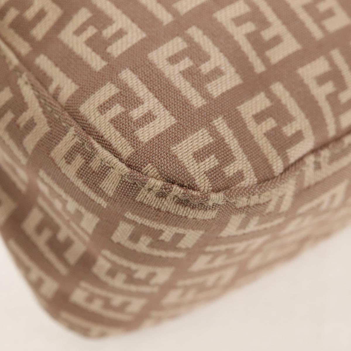 FENDI Zucchino Canvas Mamma Baguette Shoulder Bag Gold Pink Auth 155341V