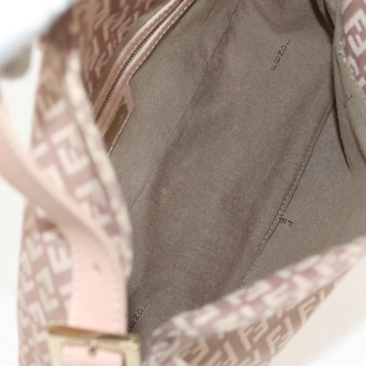 FENDI Zucchino Canvas Mamma Baguette Shoulder Bag Gold Pink Auth 155341V