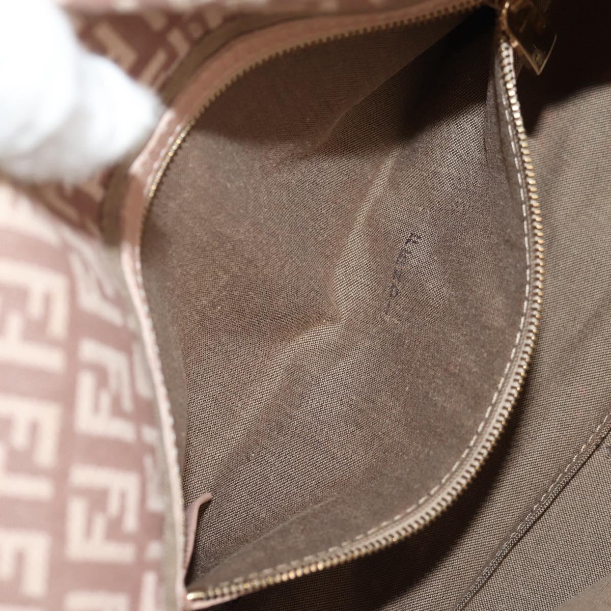 FENDI Zucchino Canvas Mamma Baguette Shoulder Bag Gold Pink Auth 155341V