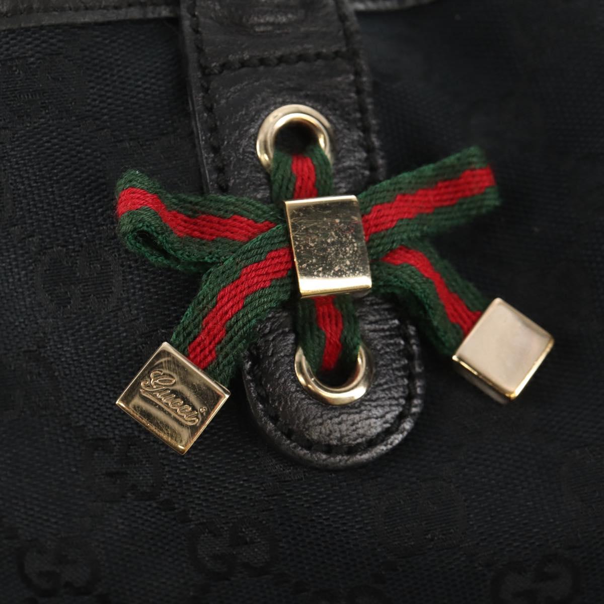 Old GUCCI GG Canvas Web Sherry Line Pretty Bag Black Red 163805 Auth 155348V