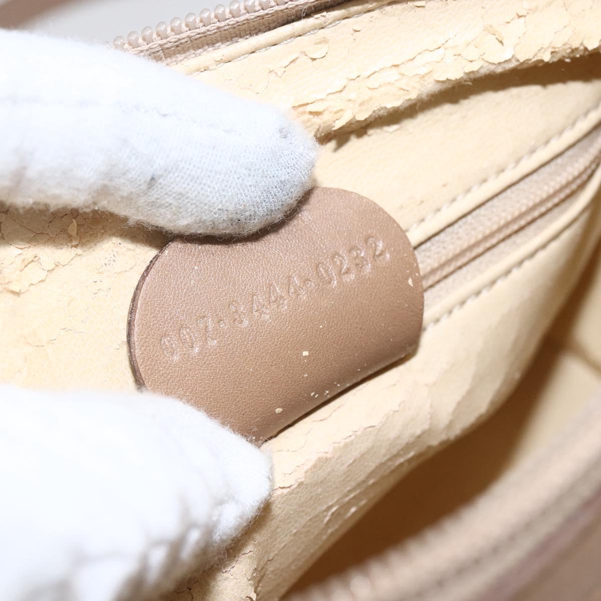 GUCCI Bamboo mini Boston Bag Leather 2way Beige Gold 007 3444 0232 Auth 155385